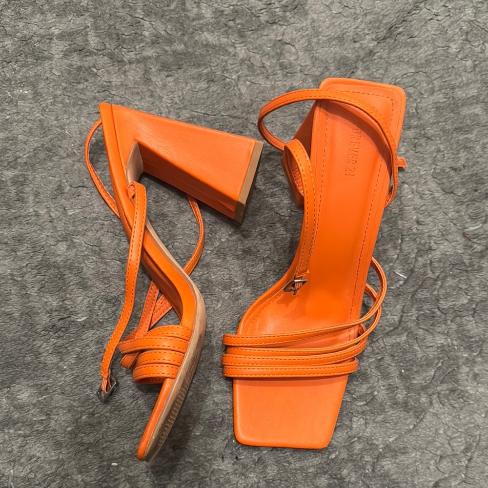 Forever 21 Orange Strappy Heels